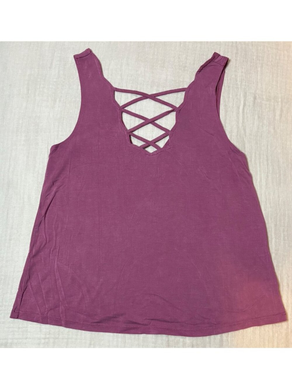 Soft & Sexy Sueded Purple Tank Top With Crisscross Back Detail By American Eagle